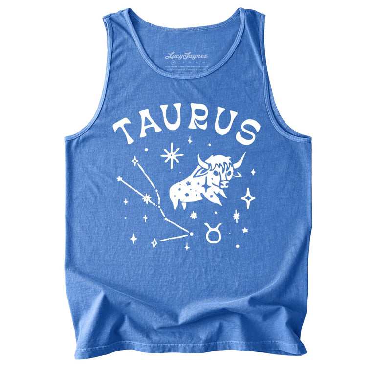 Taurus Comfort Colors Graphic Tank Top - Flo Blue