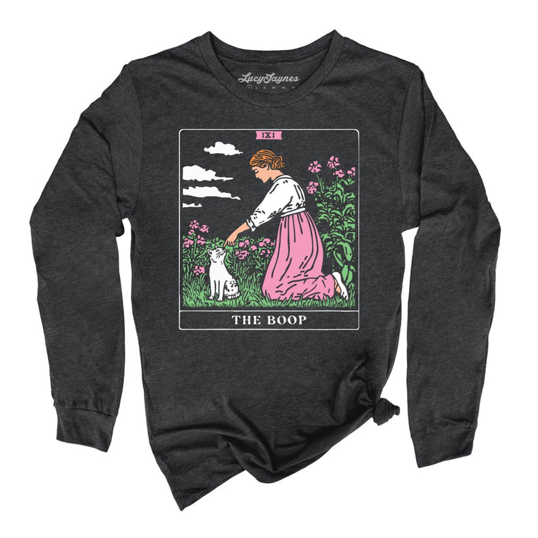 The Boop Tarot Card - Dark Grey Heather - Unisex Long Sleeve T-Shirt
