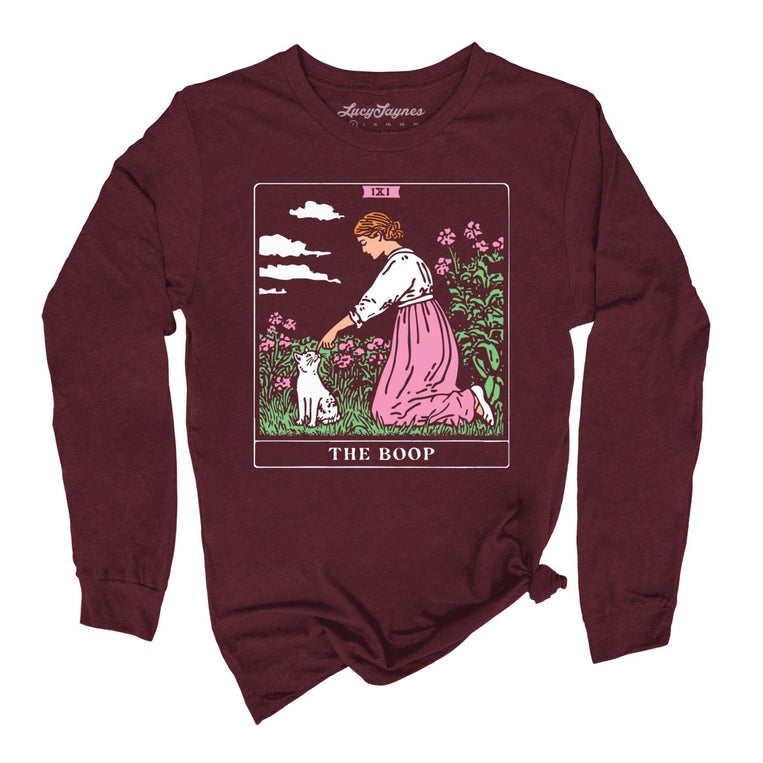 The Boop Tarot Card - Maroon - Unisex Long Sleeve T-Shirt