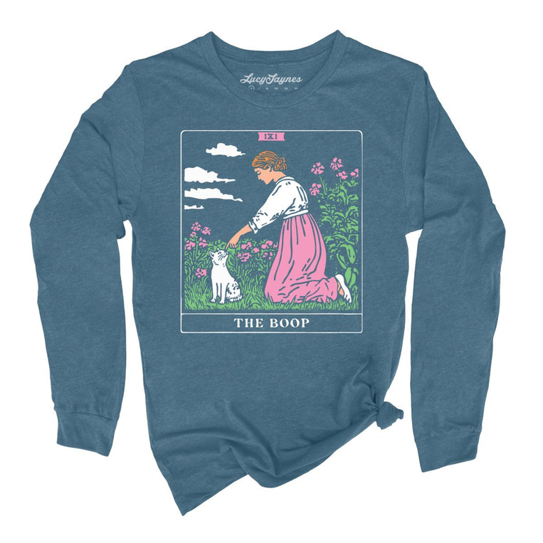 The Boop Tarot Card - Heather Deep Teal - Unisex Long Sleeve T-Shirt