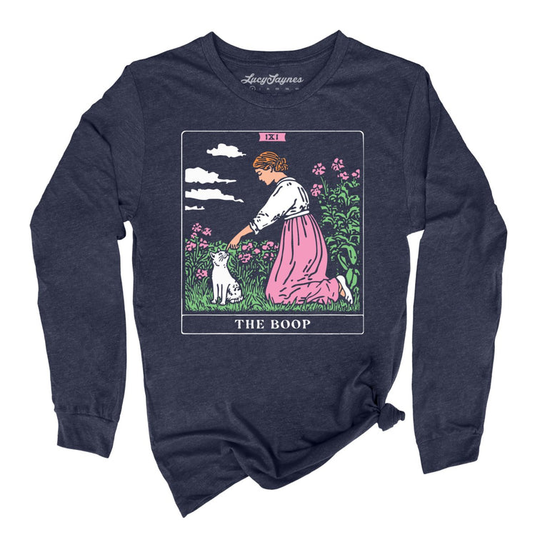 The Boop Tarot Card - Heather Navy - Unisex Long Sleeve T-Shirt