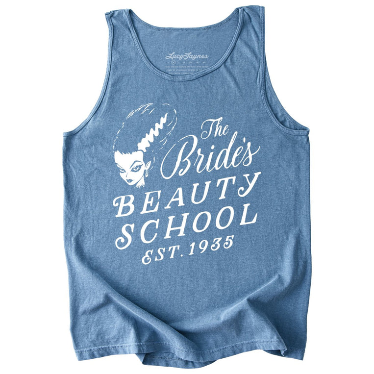 The Bride's Beauty School Comfort Colors Graphic Tank Top - Blue Jean