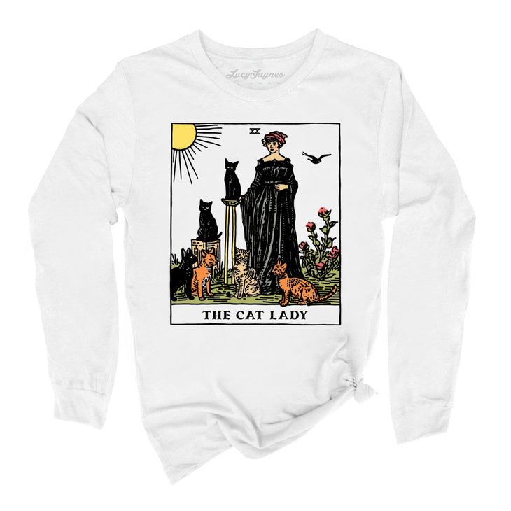 The Cat Lady Tarot Card Long Sleeve Tee