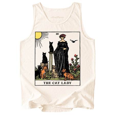 The Cat Lady Tarot Card Comfort Colors Tank Top