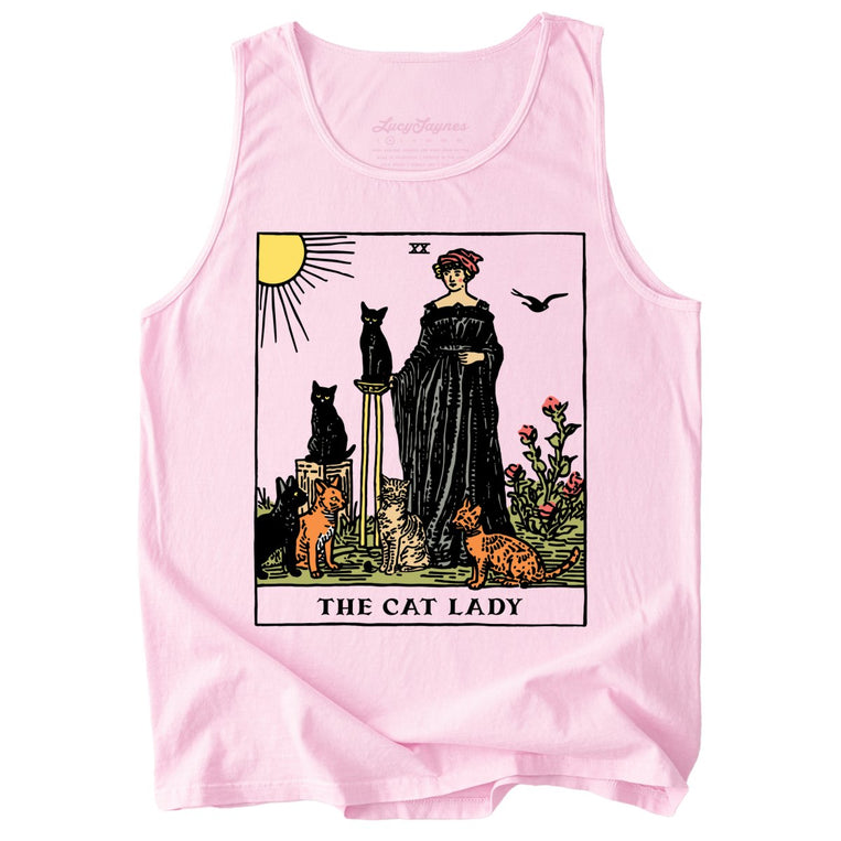 The Cat Lady Tarot Card Comfort Colors Graphic Tank Top - Blossom