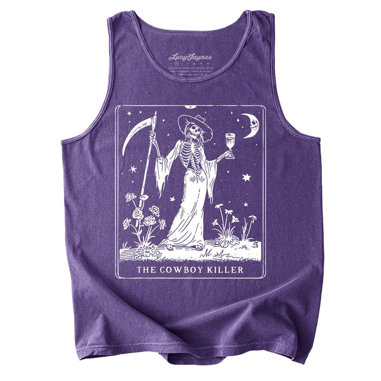The Cowboy Killer Tarot Card Comfort Colors Graphic Tank Top