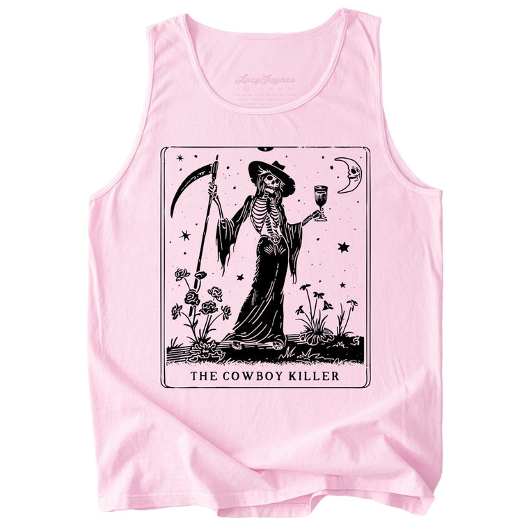 The Cowboy Killer Tarot Card Comfort Colors Graphic Tank Top - Blossom