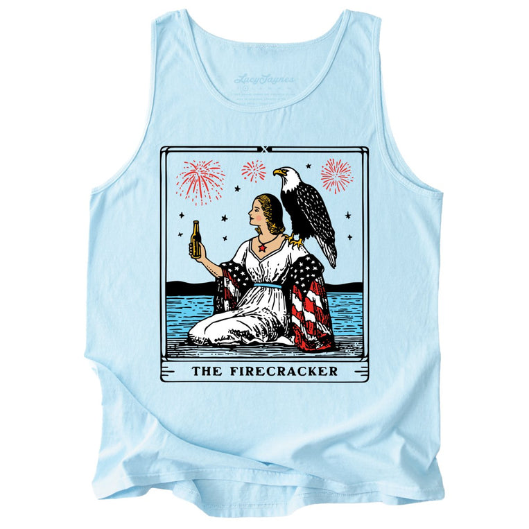 The Firecracker Tarot Card Comfort Colors Graphic Tank Top - Chambray