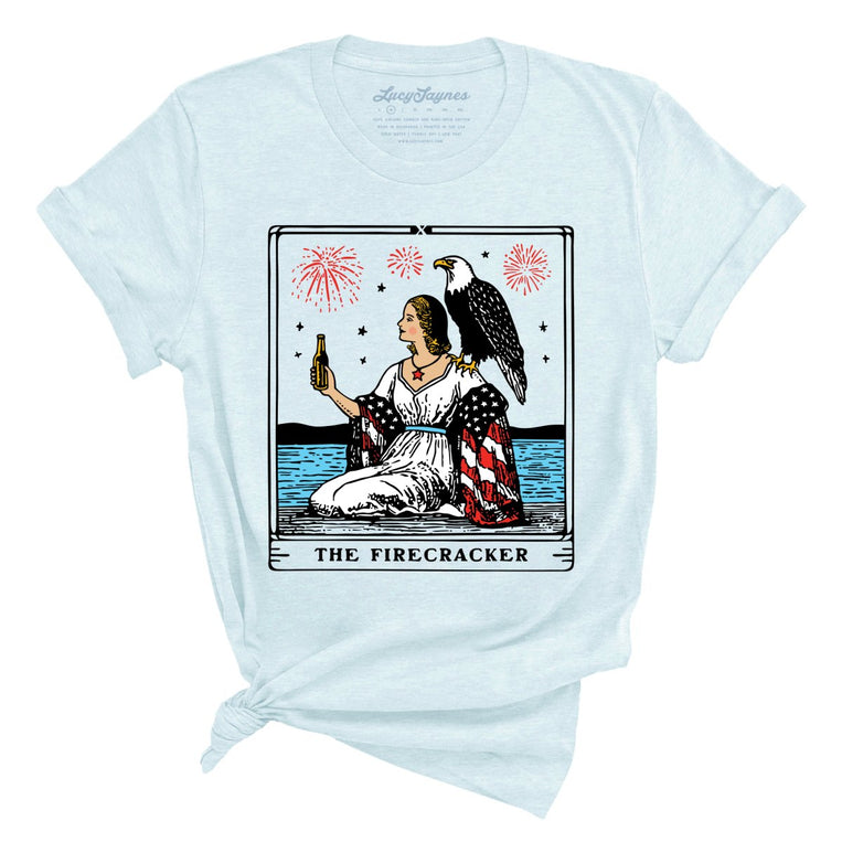 The Firecracker Tarot Card - Heather Ice Blue - Unisex T-Shirt