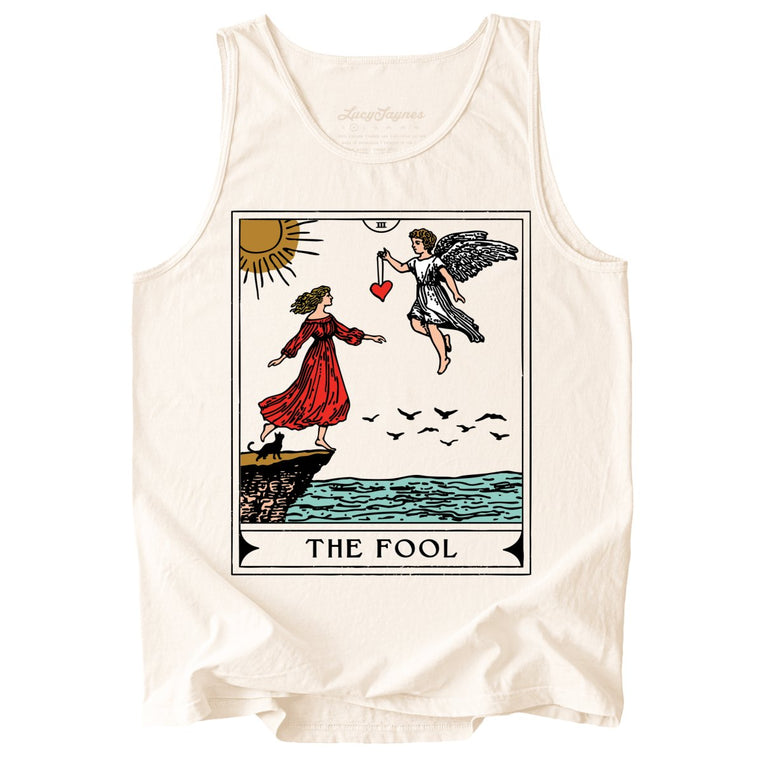 The Fool Tarot Card Comfort Colors Graphic Tank Top - Ivory