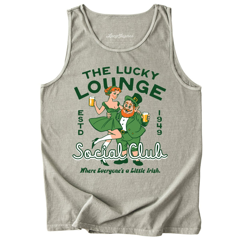 The Lucky Lounge Social Club Comfort Colors Graphic Tank Top - Sandstone