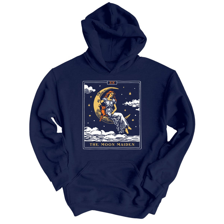 The Moon Maiden Tarot Card - Navy - Unisex Hoodie