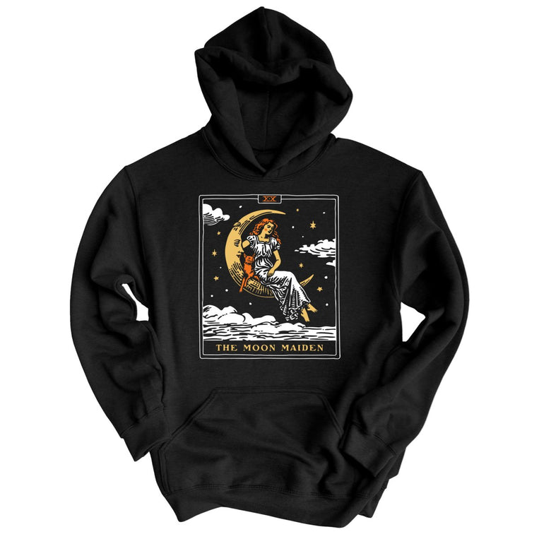 The Moon Maiden Tarot Card - Black - Unisex Hoodie