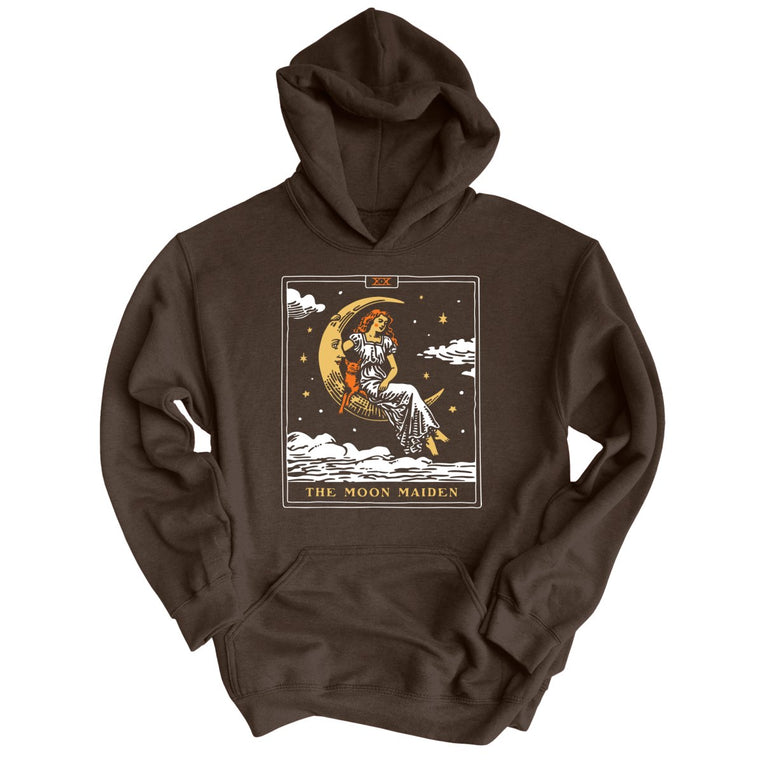 The Moon Maiden Tarot Card - Dark Chocolate - Unisex Hoodie