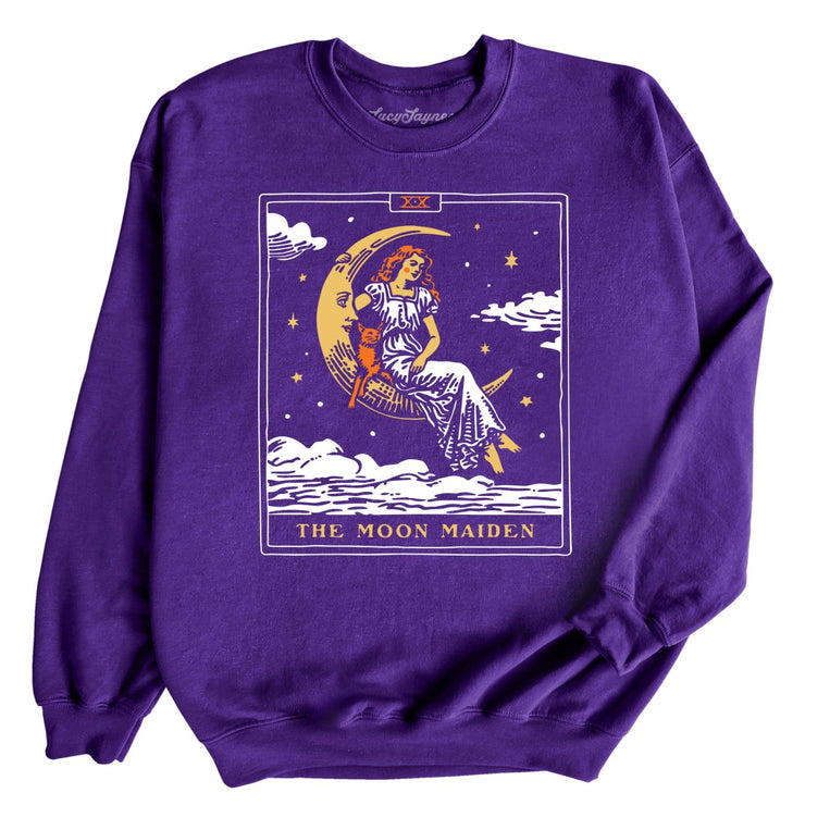 The Moon Maiden Tarot Card - Purple - Unisex Sweatshirt