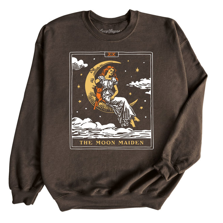 The Moon Maiden Tarot Card - Dark Chocolate - Unisex Sweatshirt