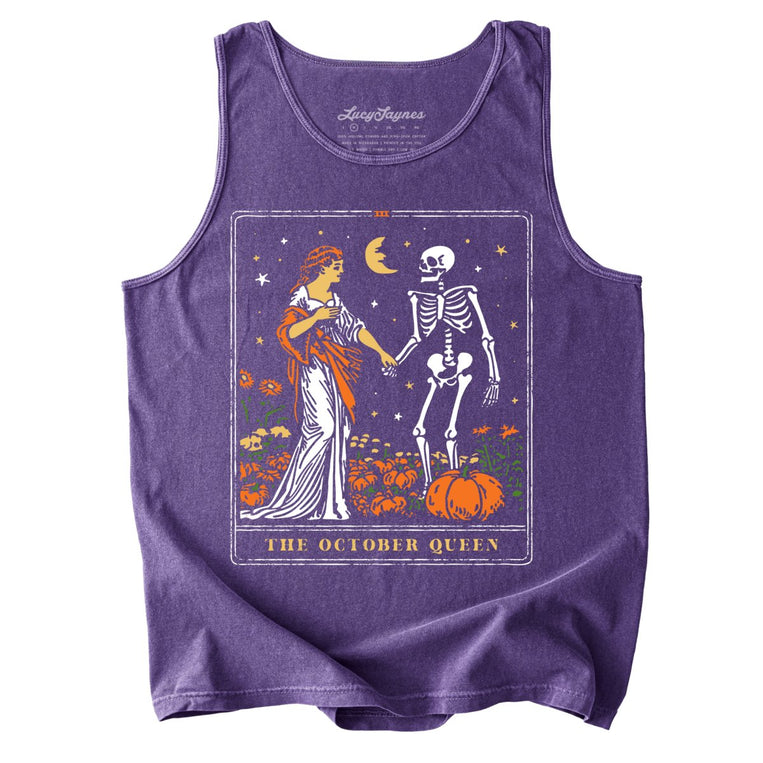 The October Queen Tarot Card Comfort Colors Graphic Tank Top - Grape