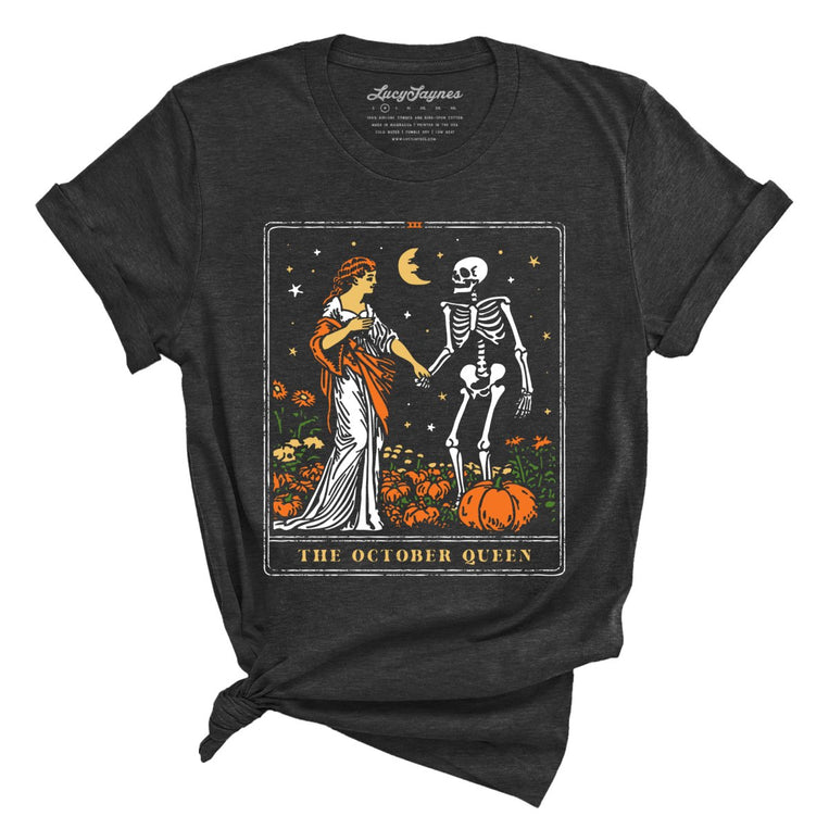 The October Queen Tarot Card - Dark Grey Heather - Full Front