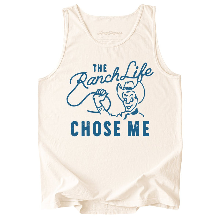 The Ranch Life Chose Me Comfort Colors Graphic Tank Top - Ivory