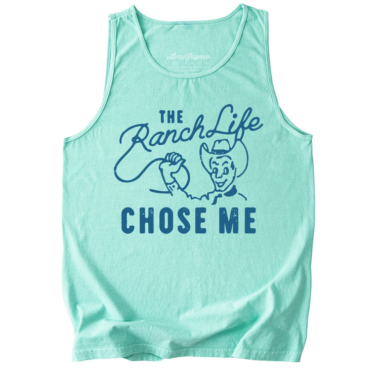 The Ranch Life Chose Me Comfort Colors Graphic Tank Top - Island Reef