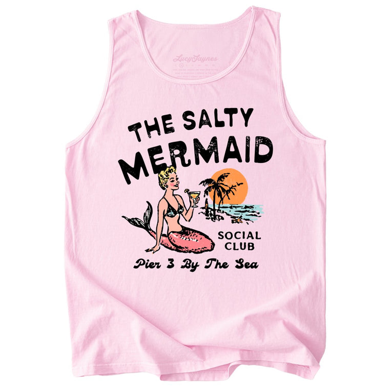 The Salty Mermaid Social Club Comfort Colors Graphic Tank Top - Blossom