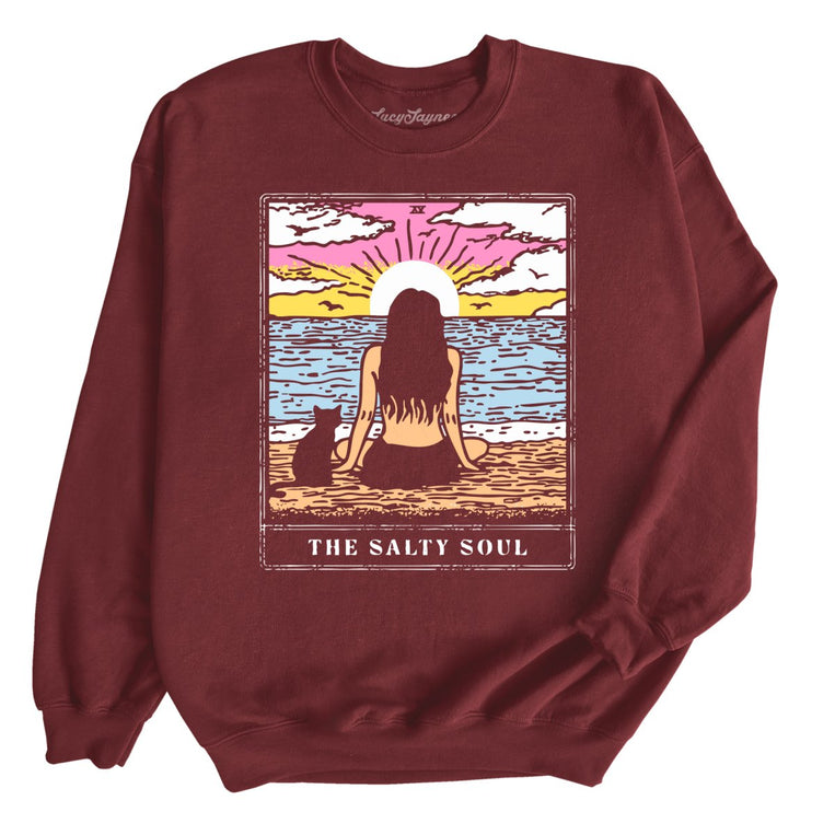 The Salty Soul Tarot Card - Maroon - Unisex Sweatshirt