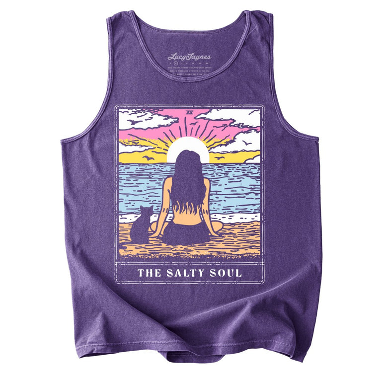 The Salty Soul Tarot Card Comfort Colors Graphic Tank Top - Grape