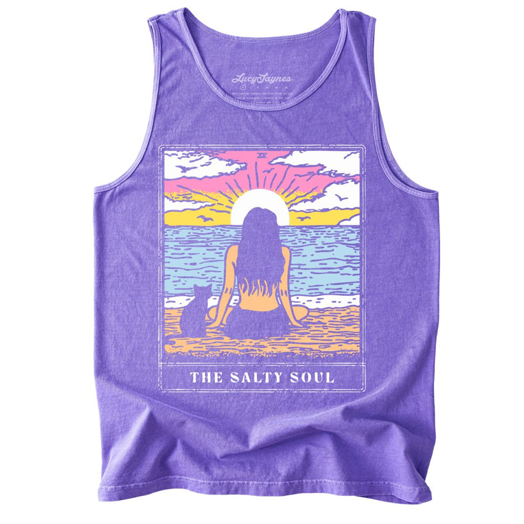 The Salty Soul Tarot Card Comfort Colors Graphic Tank Top - Violet