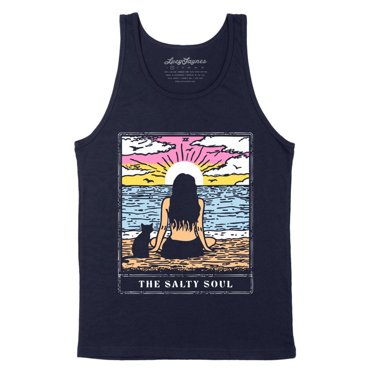 The Salty Soul Tarot Card - Navy - Unisex Tank Top