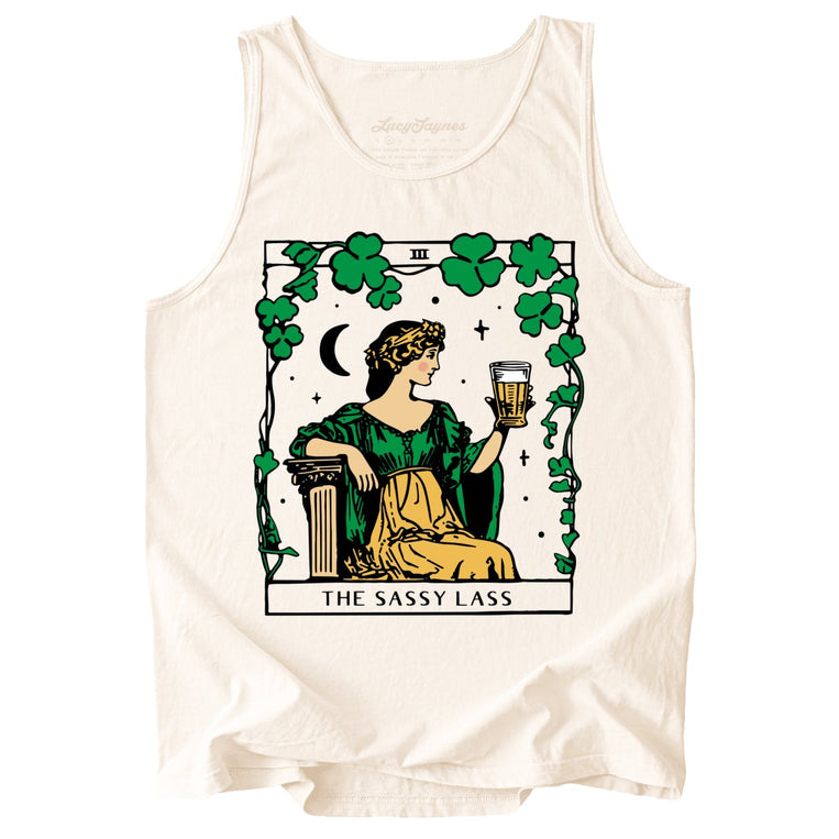 The Sassy Lass Tarot Card Comfort Colors Graphic Tank Top - Ivory