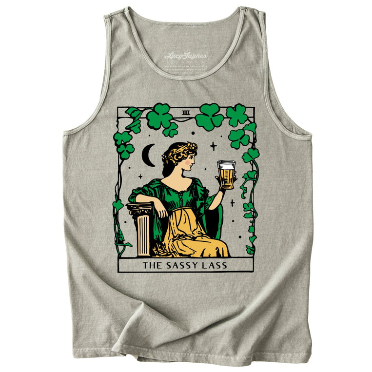 The Sassy Lass Tarot Card Comfort Colors Graphic Tank Top - Sandstone