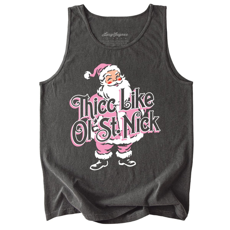 Thicc Like Ol Saint Nick Comfort Colors Graphic Tank Top - Pepper