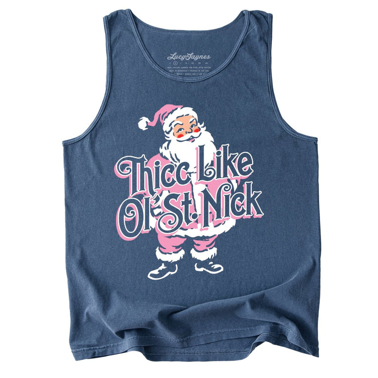 Thicc Like Ol Saint Nick Comfort Colors Graphic Tank Top - Denim
