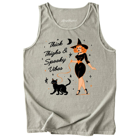 Thick Thighs and Spooky Vibes Comfort Colors Tank Top
