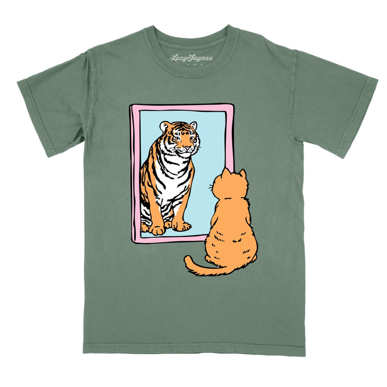 Tiger Kitty - Moss - Comfort Colors Tee