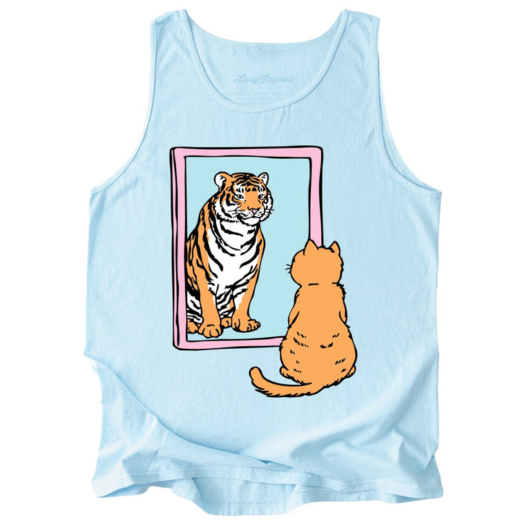Tiger Kitty Comfort Colors Graphic Tank Top - Chambray