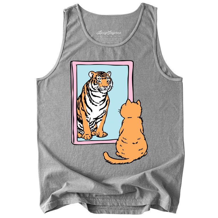 Tiger Kitty Comfort Colors Graphic Tank Top - Grey