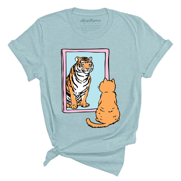 Tiger Kitty - Heather Prism Dusty Blue - Unisex T-Shirt