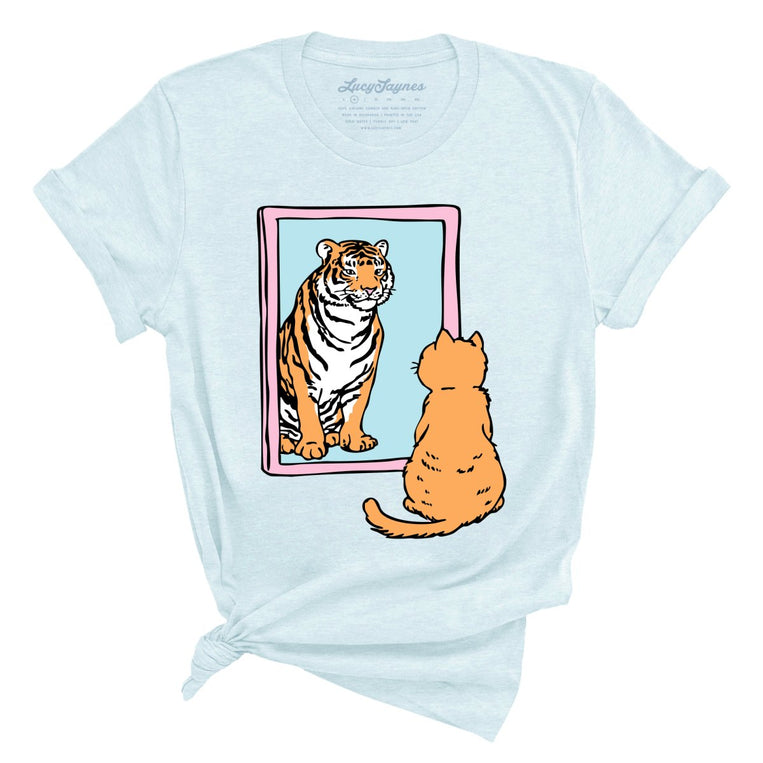 Tiger Kitty - Heather Ice Blue - Unisex T-Shirt