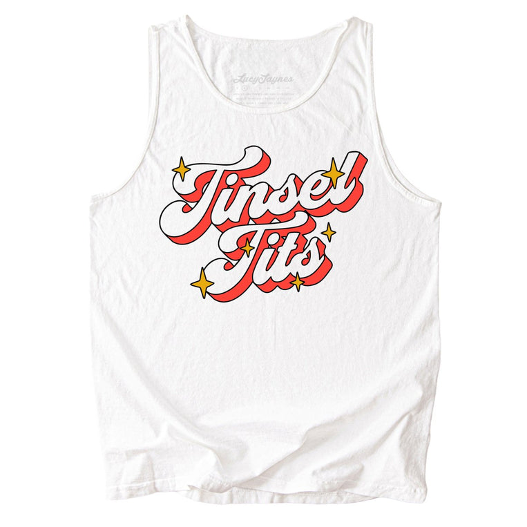 Tinsel Tits Comfort Colors Graphic Tank Top - White