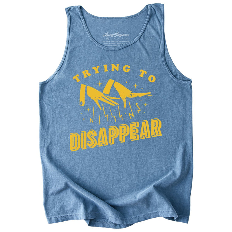 Trying to Disappear Comfort Colors Graphic Tank Top - Blue Jean