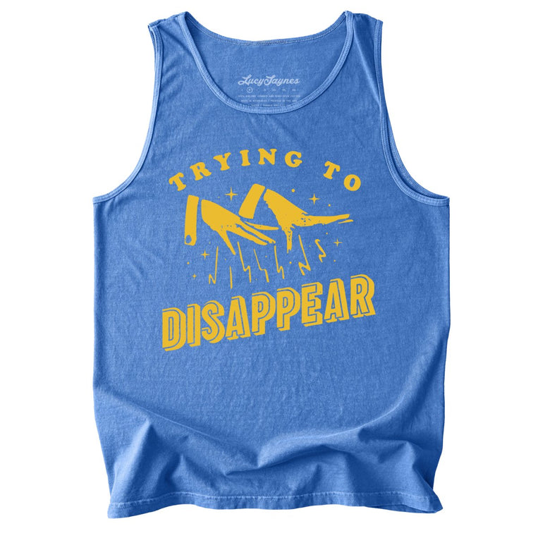 Trying to Disappear Comfort Colors Graphic Tank Top - Flo Blue
