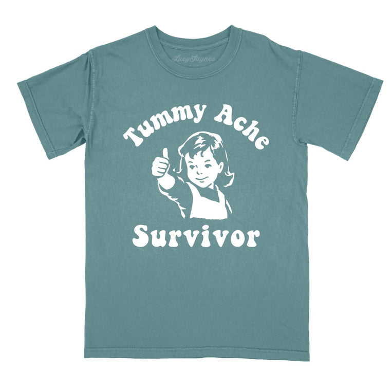 Tummy Ache Survivor Comfort Colors Graphic Tee - Blue Spruce