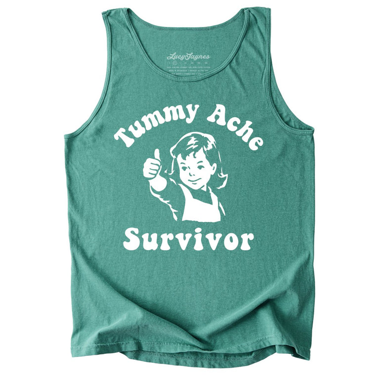 Tummy Ache Survivor Comfort Colors Graphic Tank Top - Light Green