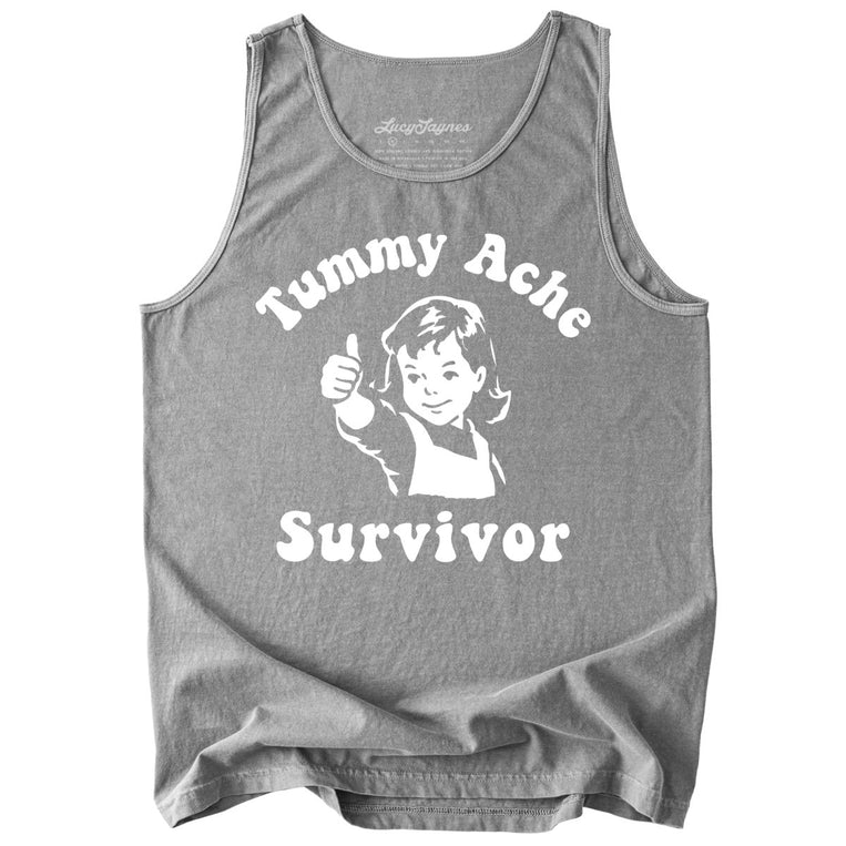 Tummy Ache Survivor Comfort Colors Graphic Tank Top - Grey