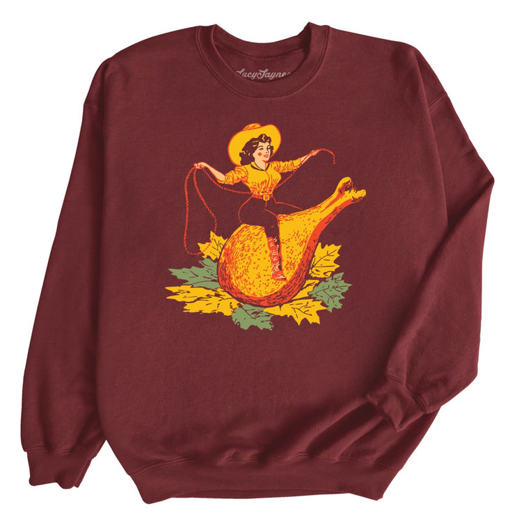 Turkey Leg Pinup - Maroon - Unisex Sweatshirt