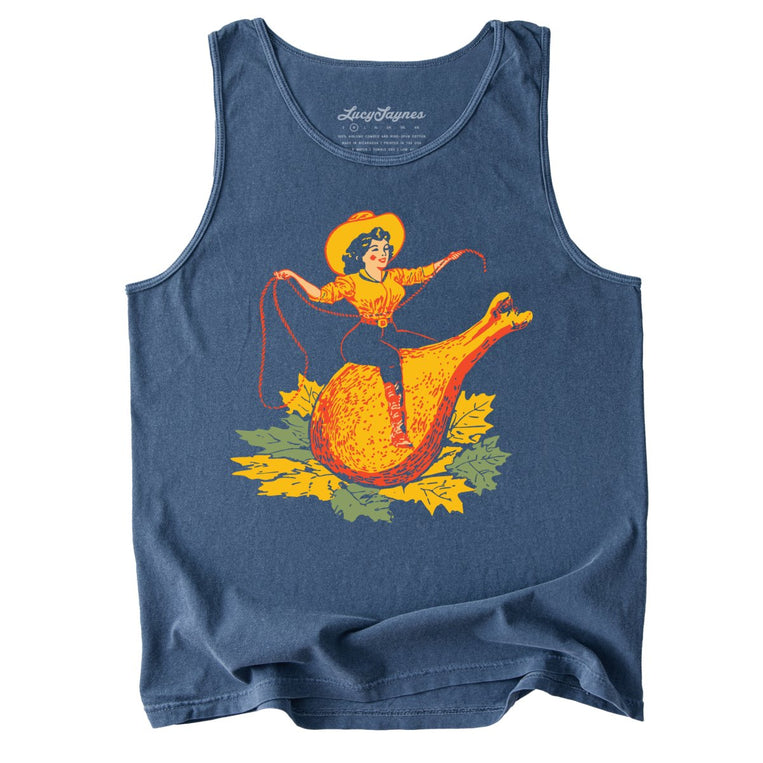 Turkey Leg Pinup Comfort Colors Graphic Tank Top - Denim