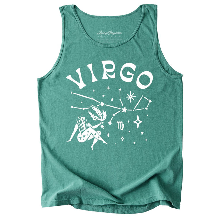 Virgo Comfort Colors Graphic Tank Top - Light Green