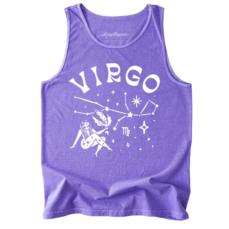 Virgo Comfort Colors Graphic Tank Top - Violet