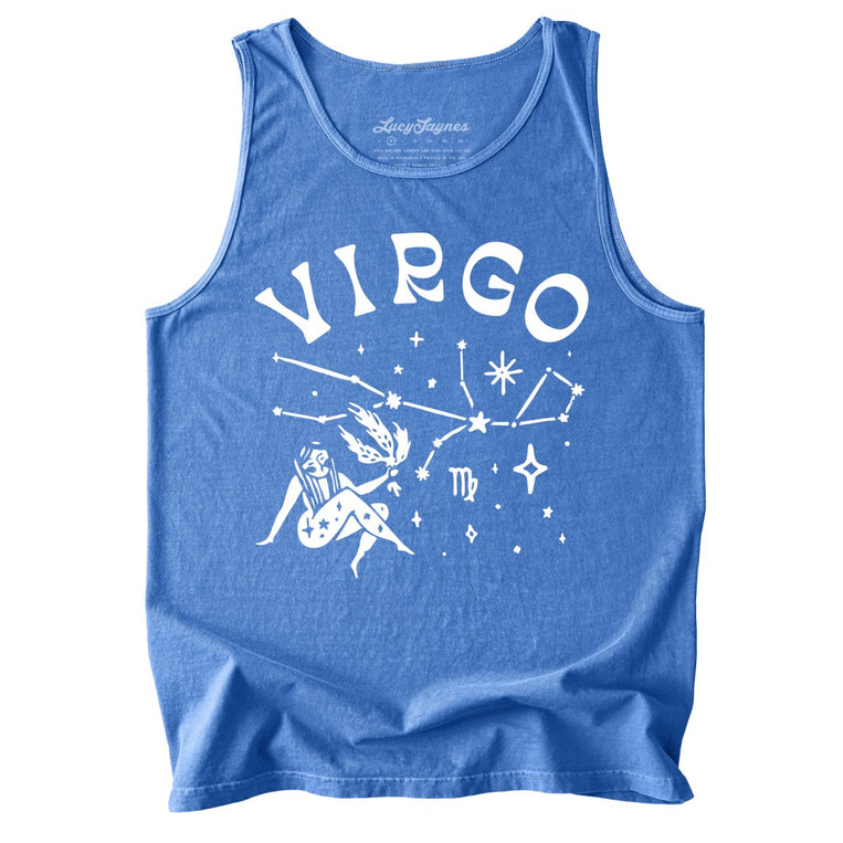 Virgo Comfort Colors Graphic Tank Top - Flo Blue